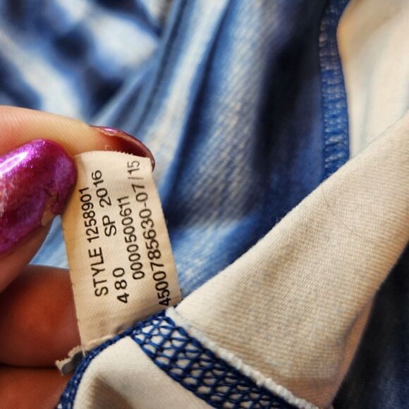 3/$25 Blue Striped Under Armour Crop Leggings Sz XL - Picture 7 of 11